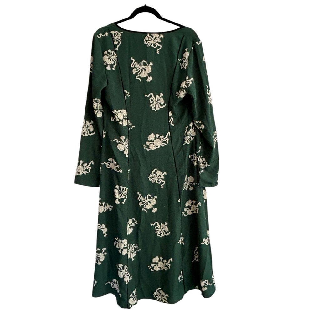 Who What Wear Kate Emerald Green Midi Dress Meadow Floral Size XL NWT - Picture 4 of 5